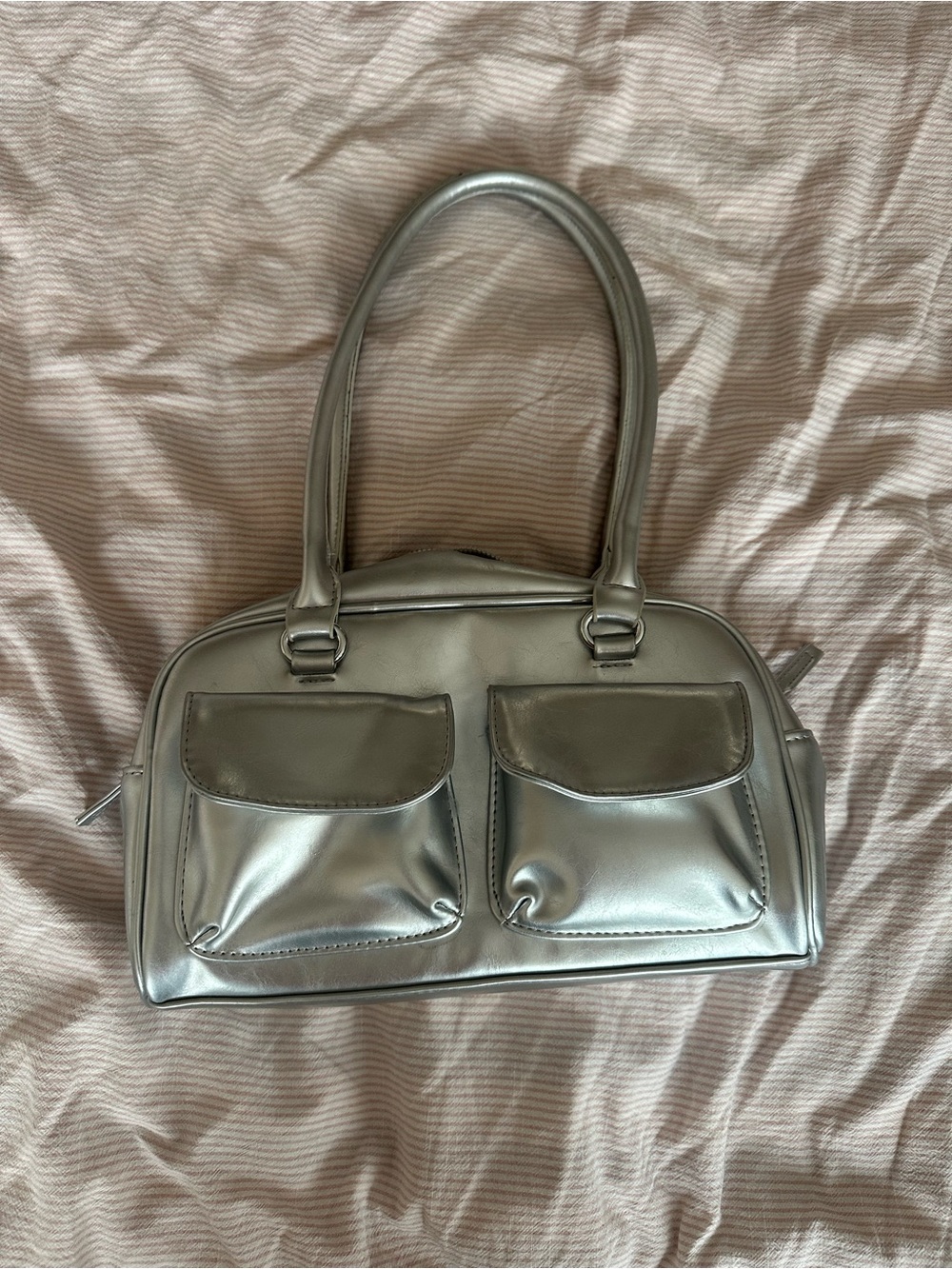 Metallic Silver Women’s Shoulder Bag
